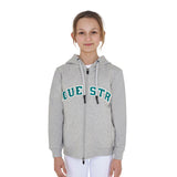 Equestro Kids' Hoodie With Zip And Sponge Lettering #colour_grey-green