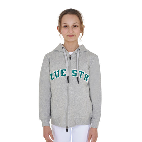 Equestro Kids' Hoodie With Zip And Sponge Lettering #colour_grey-green