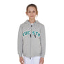 Equestro Kids' Hoodie With Zip And Sponge Lettering #colour_grey-green