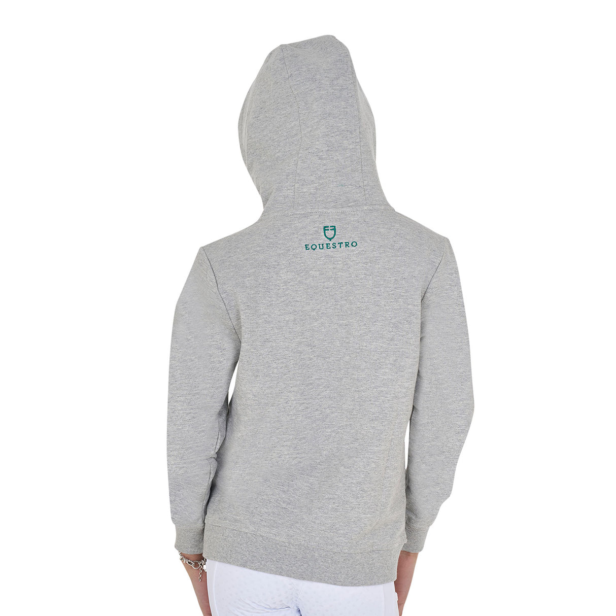 Equestro Kids' Hoodie With Zip And Sponge Lettering #colour_grey-green