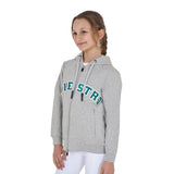 Equestro Kids' Hoodie With Zip And Sponge Lettering #colour_grey-green