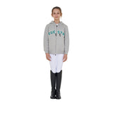 Equestro Kids' Hoodie With Zip And Sponge Lettering #colour_grey-green