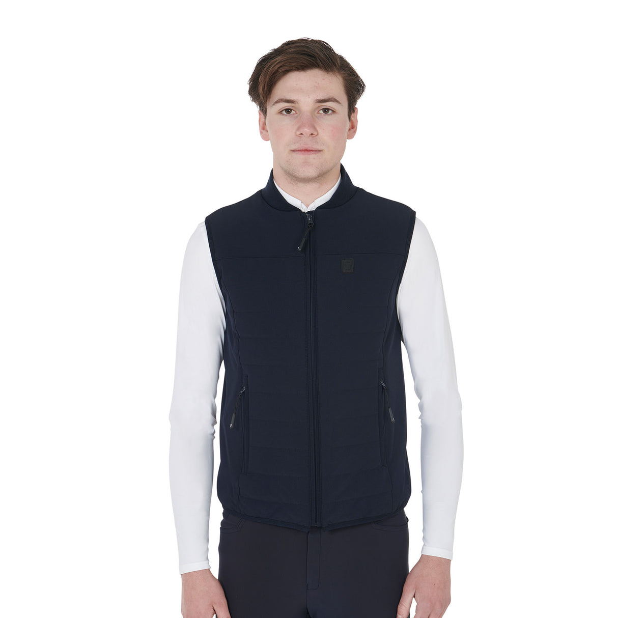 Equestro Men's Vest In Breathable Technical Fabric #colour_blue