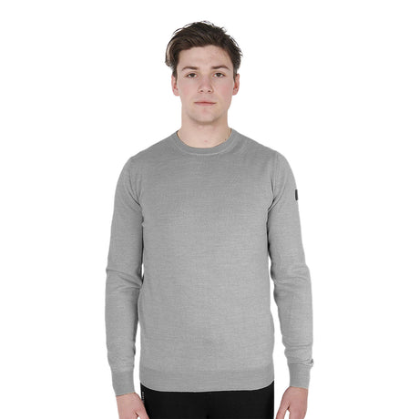 Equestro Men's Crewneck Sweater In Merino Wool #colour_grey