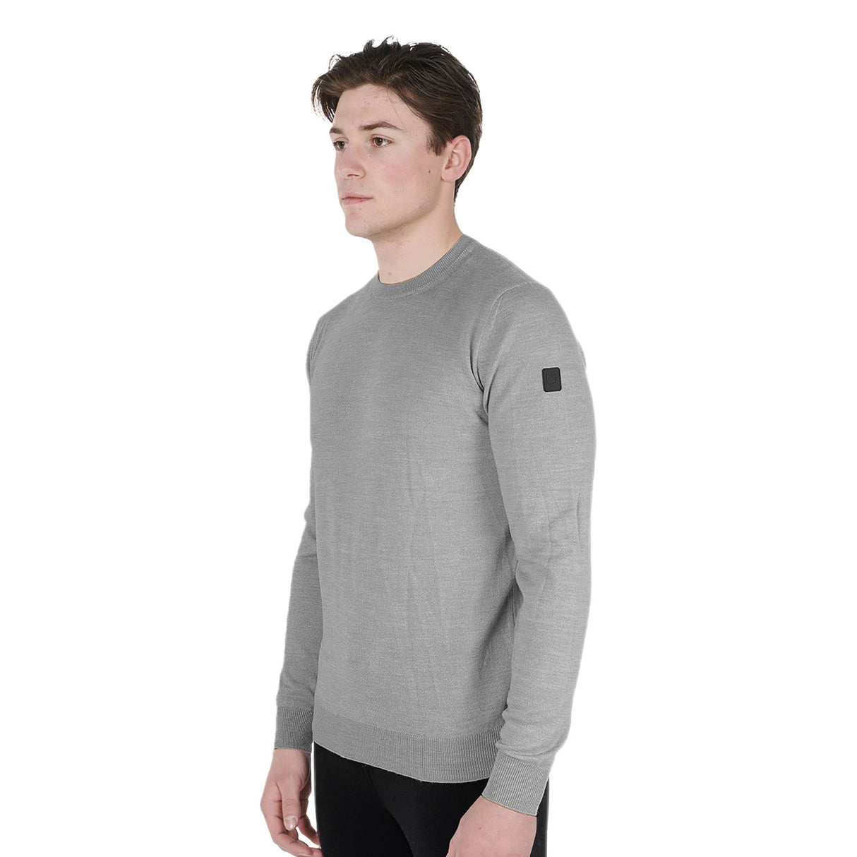 Equestro Men's Crewneck Sweater In Merino Wool #colour_grey