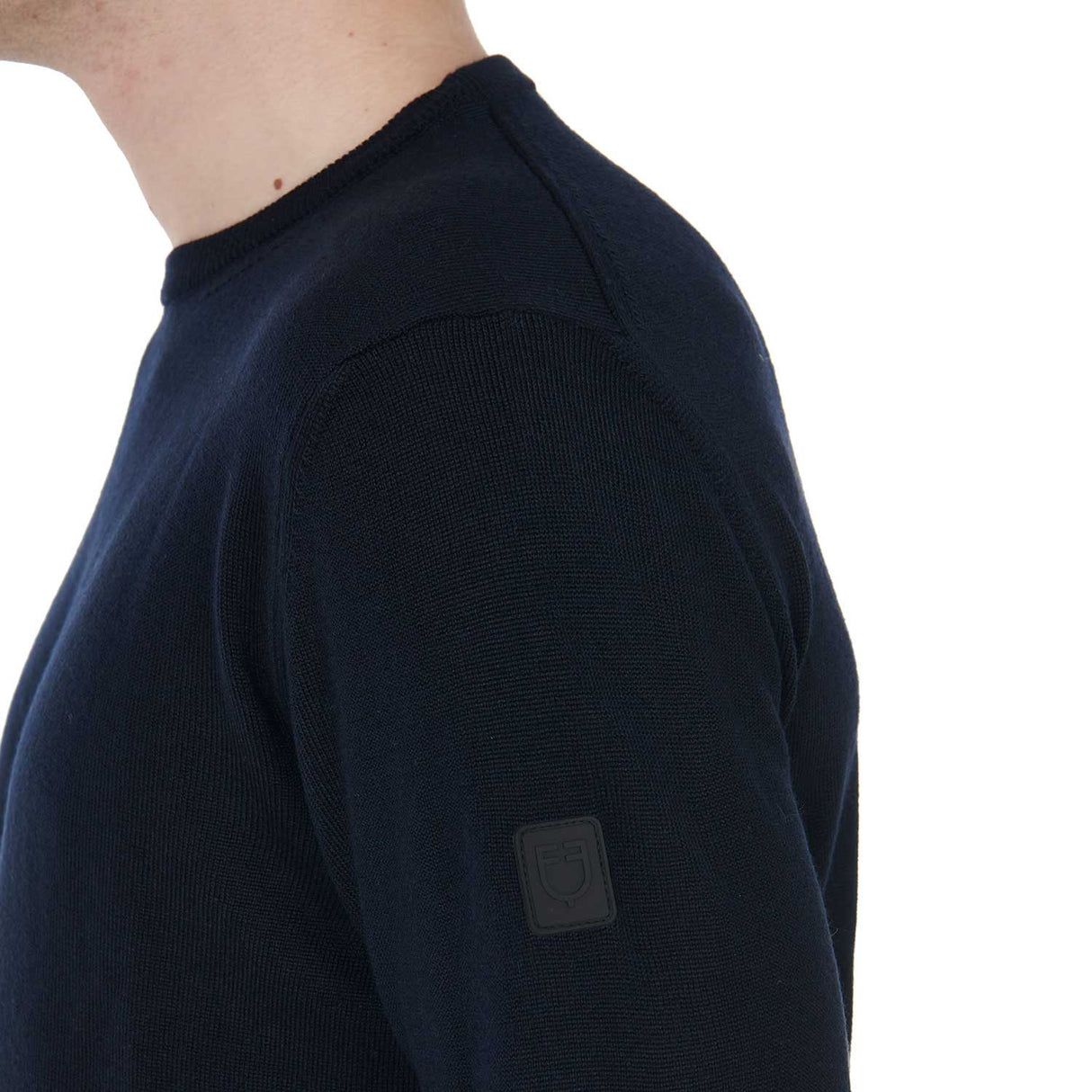 Equestro Men's Crewneck Sweater In Merino Wool #colour_blue