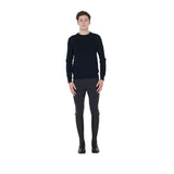 Equestro Men's Crewneck Sweater In Merino Wool #colour_blue