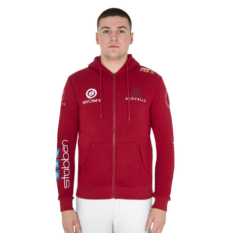 Equestro Men's Hoddie With Multilogo Patches #colour_burgundy