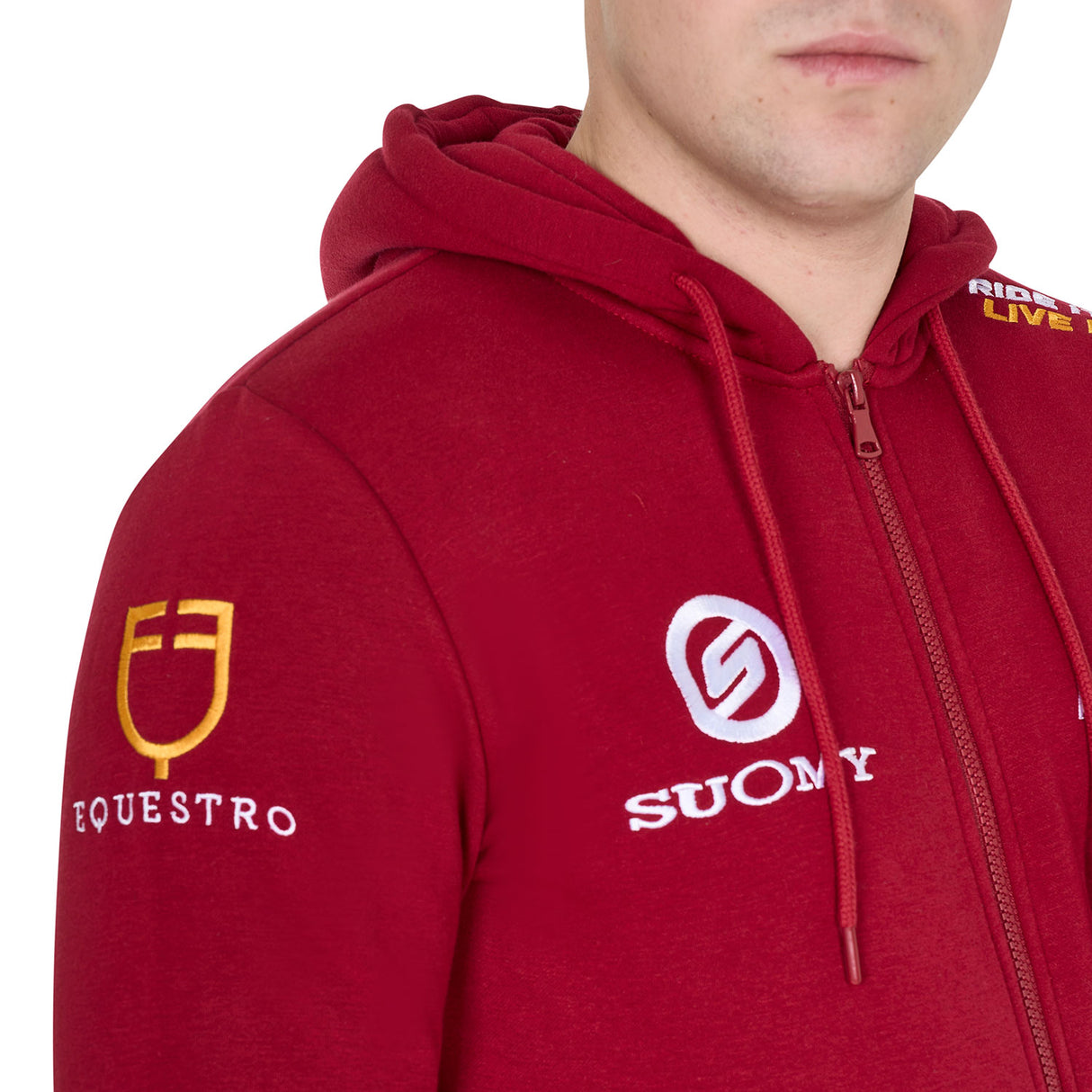 Equestro Men's Hoddie With Multilogo Patches #colour_burgundy