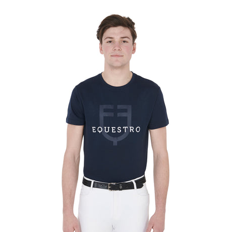 Equestro Men's Slim Fit T-Shirt With Logo On The Chest #colour_blue