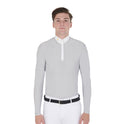 Men's long-sleeved polo shirt in technical fleece fabric