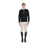 Equestro Men's Cotton Crewneck Sweatshirt With Logo On The Chest #colour_black