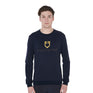 Equestro Men's Cotton Crewneck Sweatshirt With Logo On The Chest #colour_blue