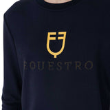 Equestro Men's Cotton Crewneck Sweatshirt With Logo On The Chest #colour_blue