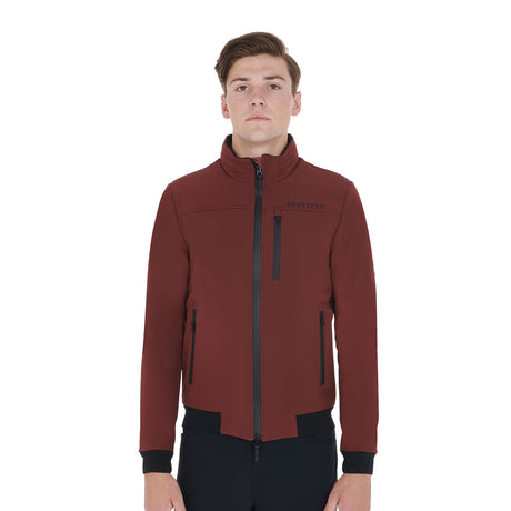 Equestro Men's Jacket In Technical Fabric With Pull-Out Hood #colour_burgundy