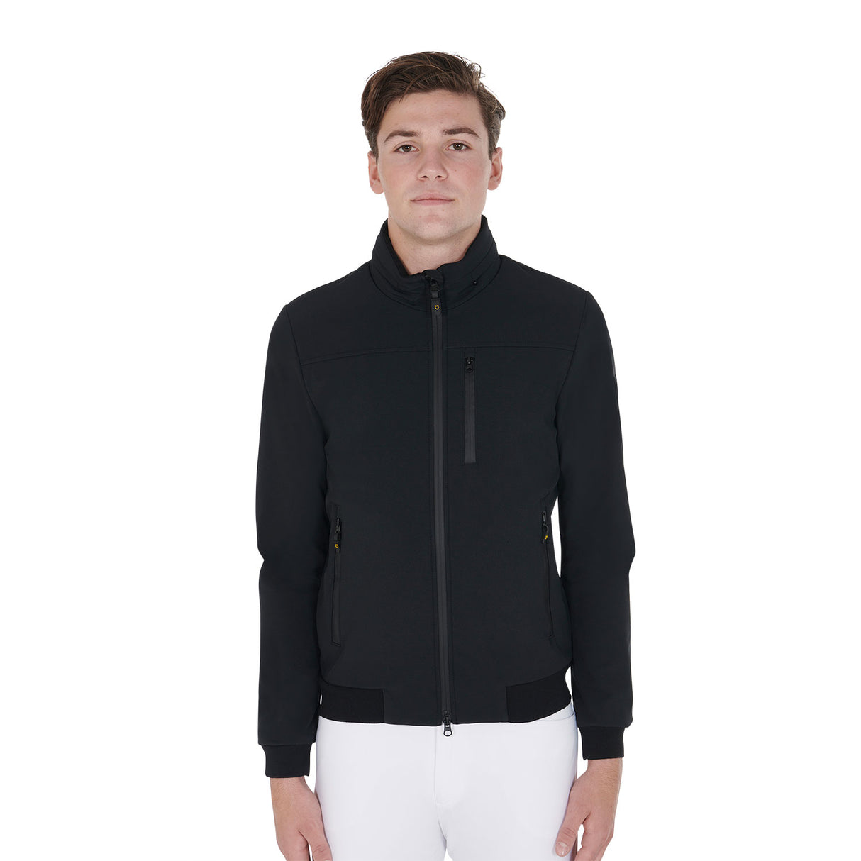 Equestro Men's Jacket In Technical Fabric With Pull-Out Hood #colour_black
