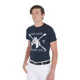 Equestro Men's Slim Fit T-Shirt With Equestrian Print #colour_blue