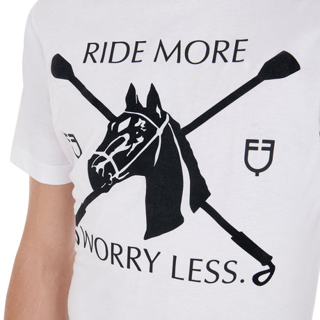 Equestro Men's Slim Fit T-Shirt With Equestrian Print #colour_white