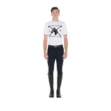 Equestro Men's Slim Fit T-Shirt With Equestrian Print #colour_white