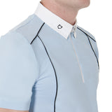 Equestro Men's Slim Fit Polo Shirt In Technical Fabric With Piping #colour_blue-black