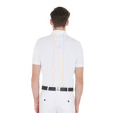 Equestro Men's Slim Fit Polo Shirt In Technical Fabric With Piping #colour_white