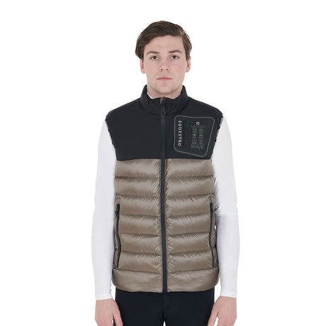 Equestro Men's Bi-Material Vest Silicone Patch #colour_black-brown