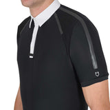 Equestro Men's Slim Fit Short Sleeve Competition Polo Shirt #colour_black