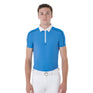 Equestro Men’S Short Sleeve Polo Shirt With Zip And Mesh Trim #colour_blue