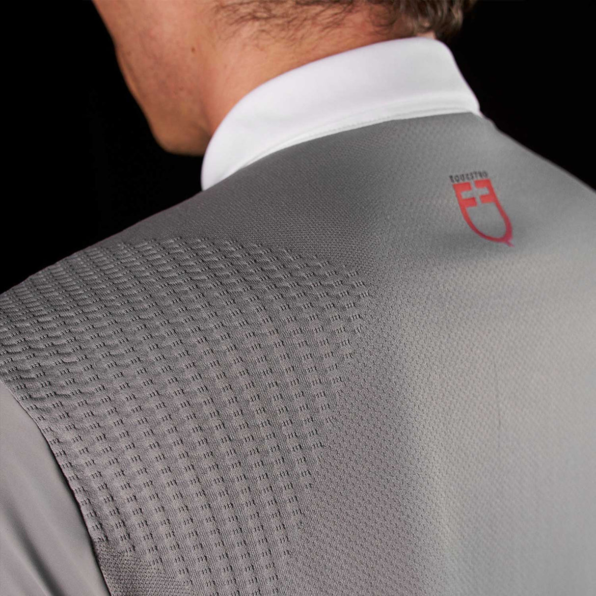 Equestro Equestro Ridertechnology Men's Competition Polo Shirt Short Sleeves And Buttons #colour_grey