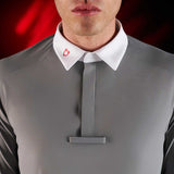 Equestro Equestro Ridertechnology Men's Competition Polo Shirt Long Sleeves And Buttons #colour_grey