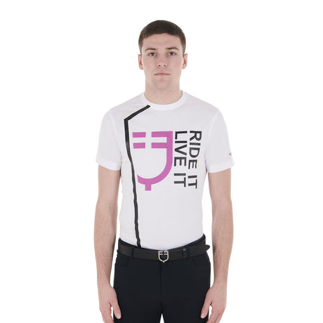 Equestro Men's Ride It Live It Slim Fit T-Shirt With Logo #colour_white