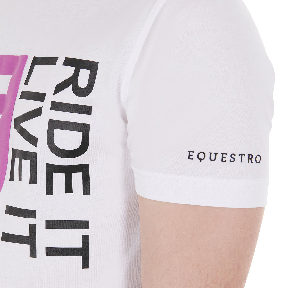 Equestro Men's Ride It Live It Slim Fit T-Shirt With Logo #colour_white