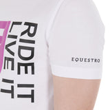 Equestro Men's Ride It Live It Slim Fit T-Shirt With Logo #colour_white