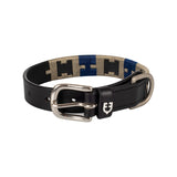 Equestro Leather Dog Collar With Geometric Pattern #colour_black