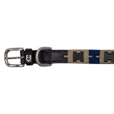 Equestro Leather Dog Collar With Geometric Pattern #colour_black