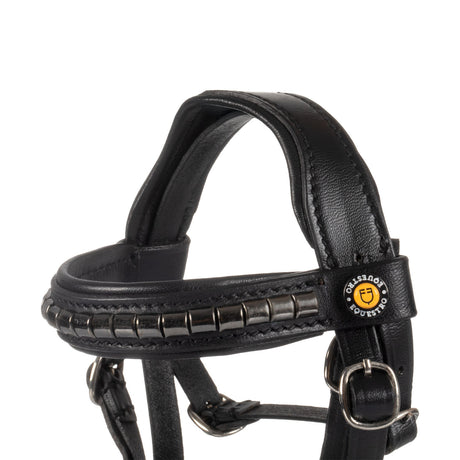 Leather bridle for toy horse with silver clinchers