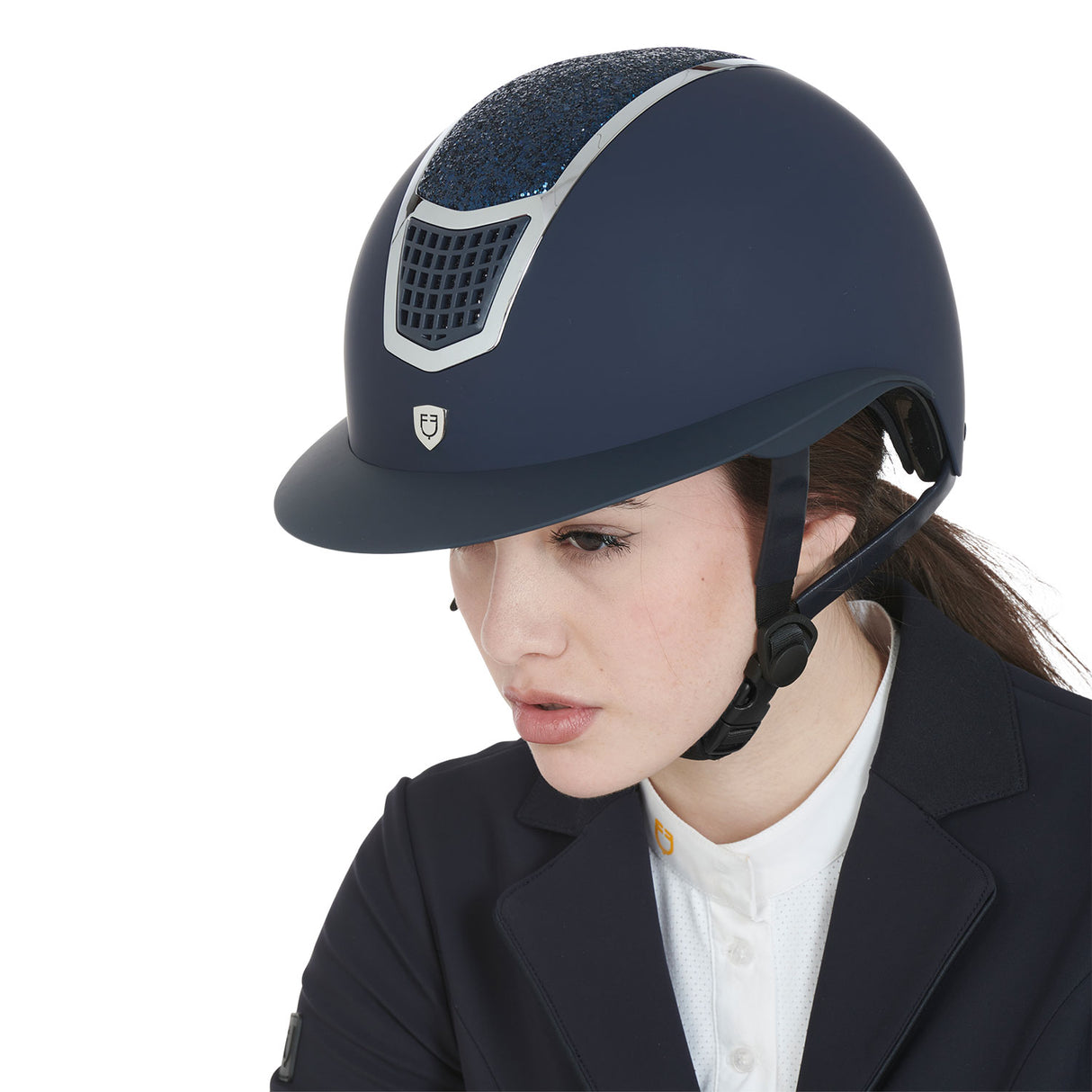 Equestro Helmet With Rhinestones And Wide Visor