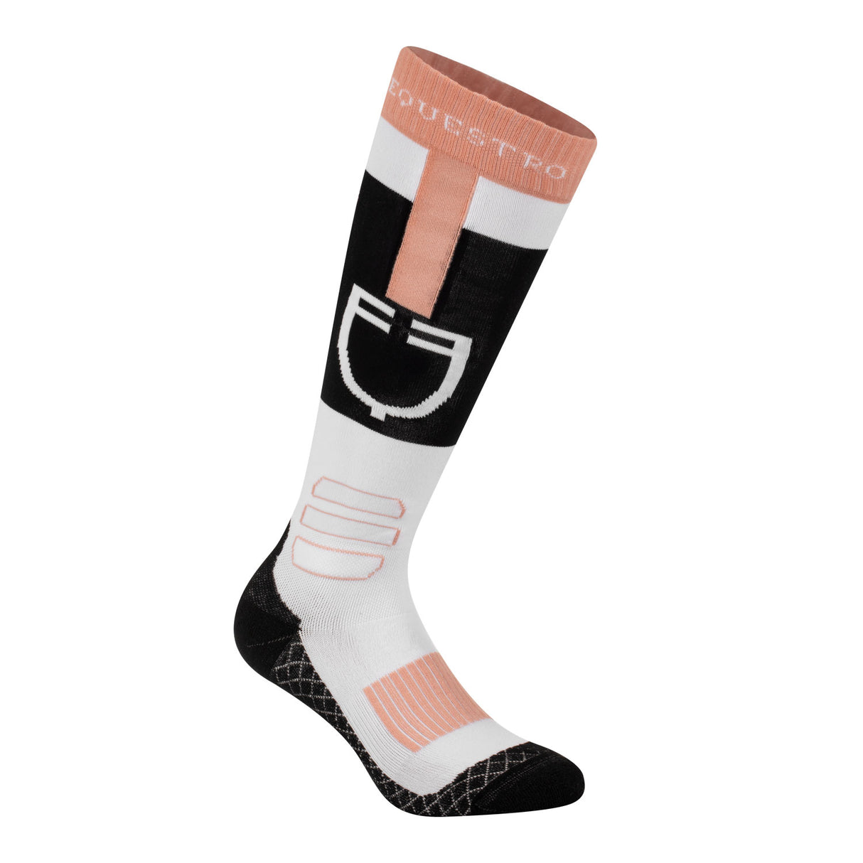 Equestro Sock In Technical And Breathable Fabric With Logo #colour_black-white-pink