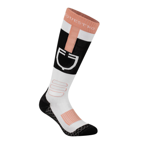 Equestro Sock In Technical And Breathable Fabric With Logo #colour_black-white-pink