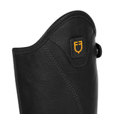 Equestro Unisex Short Leather Gaiters With Side Zip #colour_black