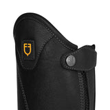 Equestro Unisex Short Leather Gaiters With Side Zip #colour_black