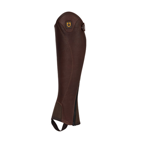 Equestro Unisex Short Leather Gaiters With Side Zip #colour_brown