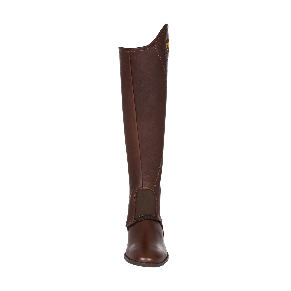 Equestro Unisex Short Leather Gaiters With Side Zip #colour_brown