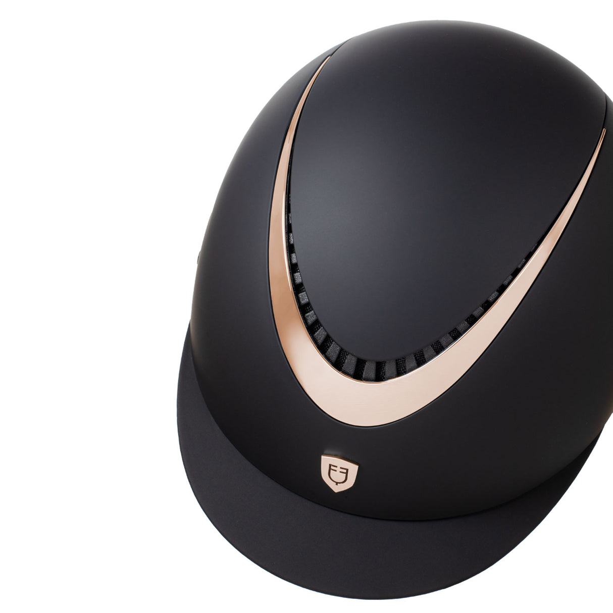 Equestro Unisex Helmet With Shiny Frame #colour_black-rose-gold