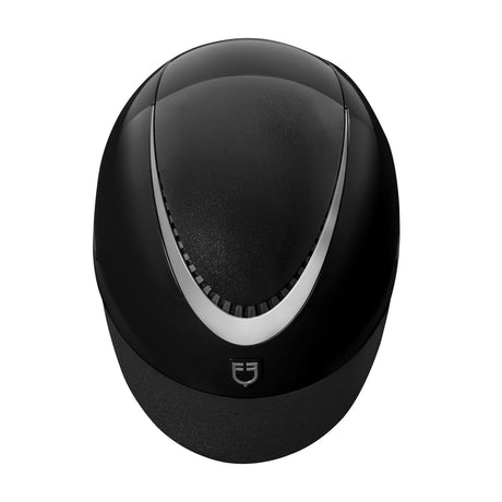 Glossy helmet with eco-leather strap and narrow visor homologation EN 1384-2023