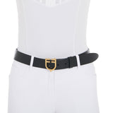 Equestro Leather Logo Belt With Logoed Buckle #colour_gold