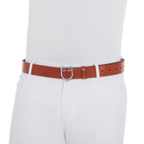 Equestro Leather Logo Belt With Logoed Buckle #colour_silver-cognac