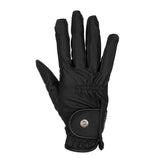 Equestro Unisex Gloves In Soft Synthetic Leather With Velcro Fastening #colour_black