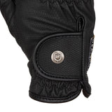 Equestro Unisex Gloves In Soft Synthetic Leather With Velcro Fastening #colour_black