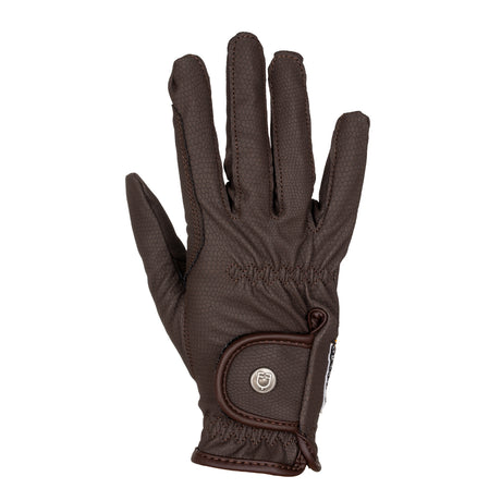 Equestro Unisex Gloves In Soft Synthetic Leather With Velcro Fastening #colour_brown